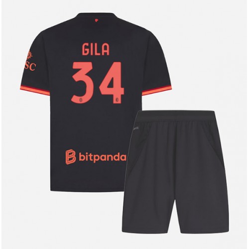 Dječji Nogometni Dres AC Milan Mario Gila #34 Rezervni 2026-27 Kratak Rukav (+ Kratke hlače)